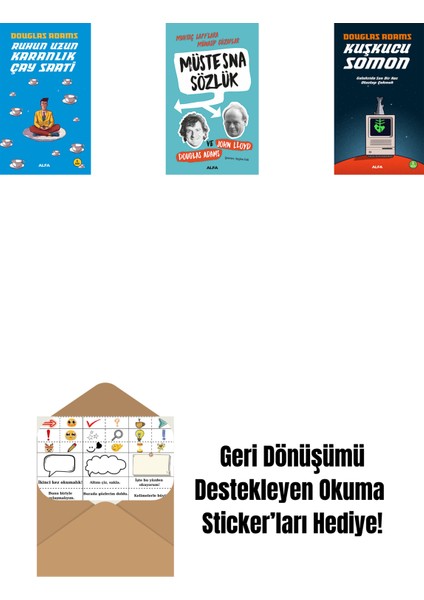 Douglas Adams 3 Kitap Set + Okuma Sticker'ları