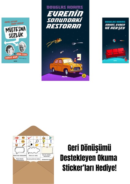 Douglas Adams 3 Kitap Set + Okuma Sticker'ları