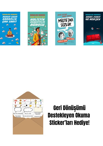 Douglas Adams 4 Kitap Set + Okuma Sticker'ları