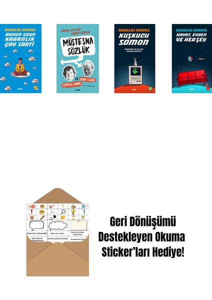 Douglas Adams 4 Kitap Set + Okuma Sticker'ları