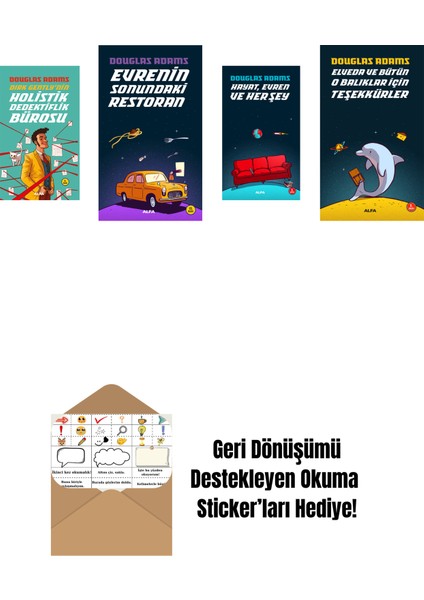 Douglas Adams 4 Kitap Set + Okuma Sticker'ları