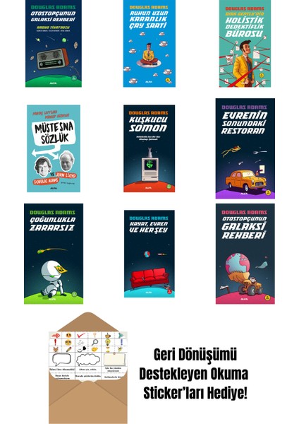 Douglas Adams 9 Kitap Set + Okuma Sticker'ları