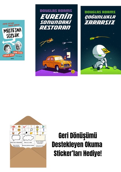Douglas Adams 3 Kitap Set + Okuma Sticker'ları