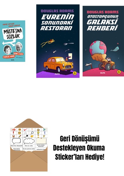 Douglas Adams 3 Kitap Set + Okuma Sticker'ları