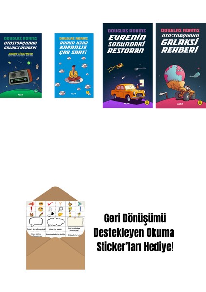 Douglas Adams 4 Kitap Set + Okuma Sticker'ları
