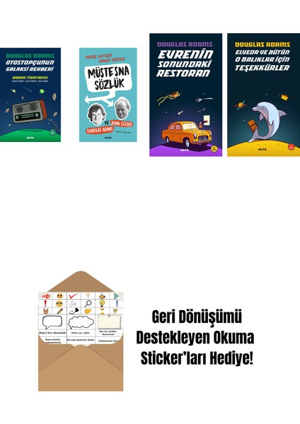 Douglas Adams 4 Kitap Set + Okuma Sticker'ları