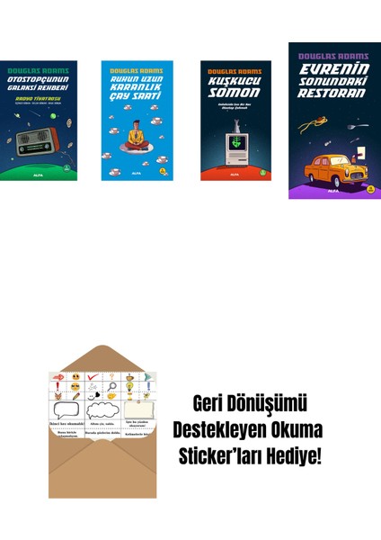 Douglas Adams 4 Kitap Set + Okuma Sticker'ları