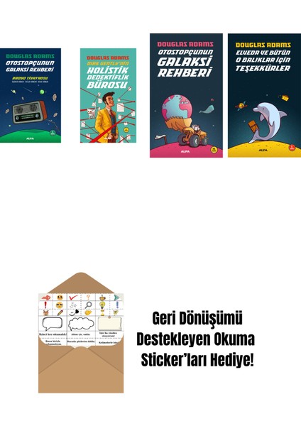 Douglas Adams 4 Kitap Set + Okuma Sticker'ları