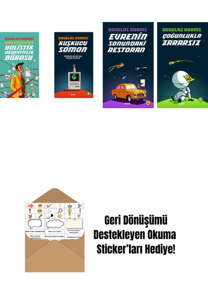 Douglas Adams 4 Kitap Set + Okuma Sticker'ları