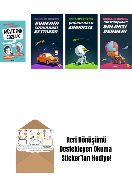 Douglas Adams 4 Kitap Set + Okuma Sticker'ları