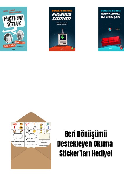 Douglas Adams 3 Kitap Set + Okuma Sticker'ları
