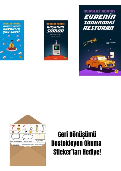 Douglas Adams 3 Kitap Set + Okuma Sticker'ları