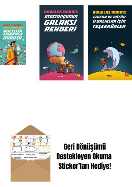 Douglas Adams 3 Kitap Set + Okuma Sticker'ları