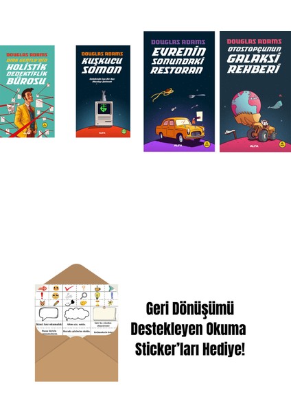 Douglas Adams 4 Kitap Set + Okuma Sticker'ları