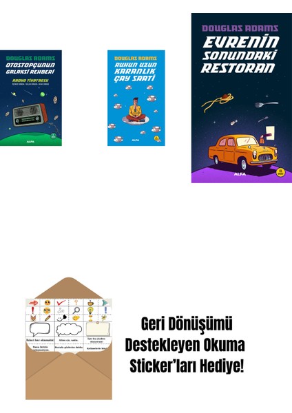 Douglas Adams 3 Kitap Set + Okuma Sticker'ları