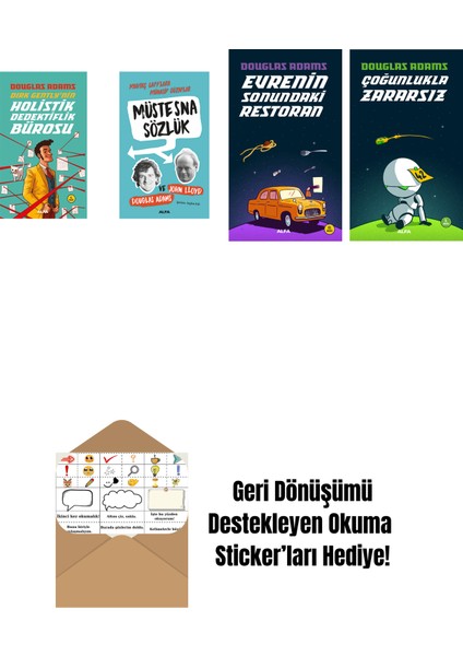 Douglas Adams 4 Kitap Set + Okuma Sticker'ları