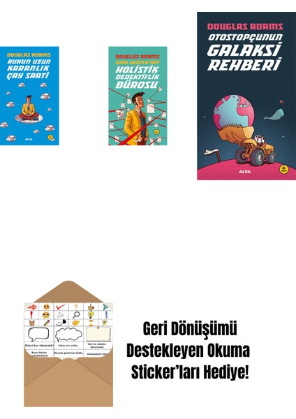Douglas Adams 3 Kitap Set + Okuma Sticker'ları