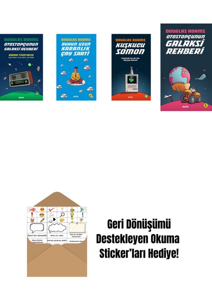 Douglas Adams 4 Kitap Set + Okuma Sticker'ları