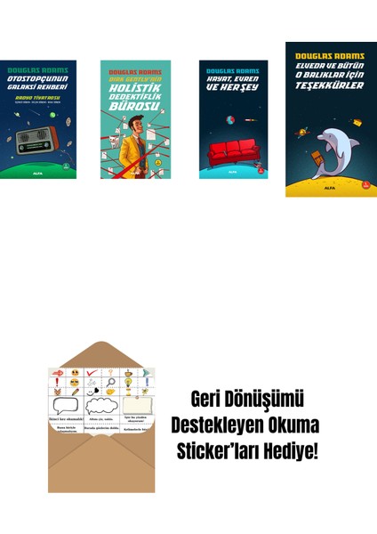 Douglas Adams 4 Kitap Set + Okuma Sticker'ları
