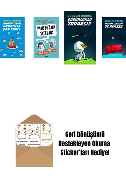 Douglas Adams 4 Kitap Set + Okuma Sticker'ları
