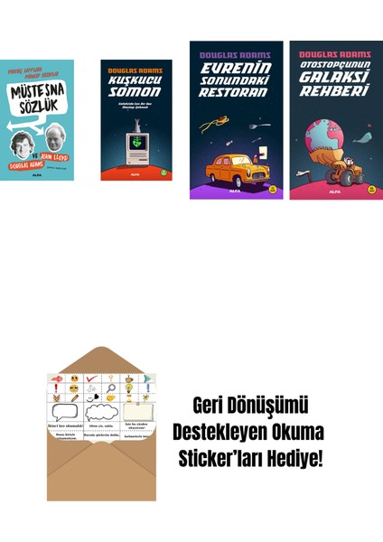 Douglas Adams 4 Kitap Set + Okuma Sticker'ları
