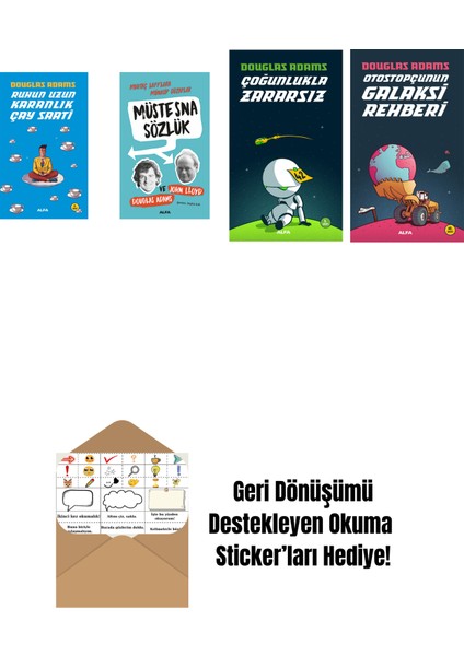 Douglas Adams 4 Kitap Set + Okuma Sticker'ları