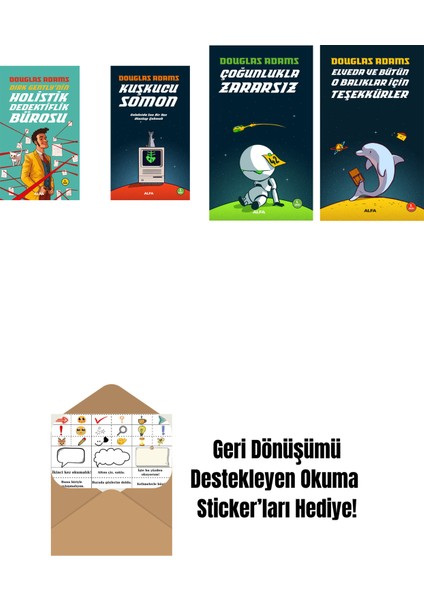 Douglas Adams 4 Kitap Set + Okuma Sticker'ları