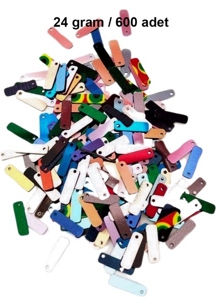 Karışık Renkler 15 x 5 mm Dantel Oya Yazma Halhal Abiye Lazer Kesim Pul 600 Adet / 24 Gram