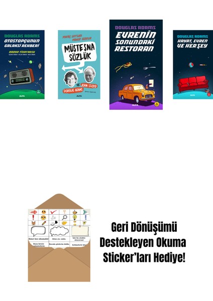 Douglas Adams 4 Kitap Set + Okuma Sticker'ları