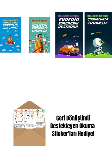 Douglas Adams 4 Kitap Set + Okuma Sticker'ları