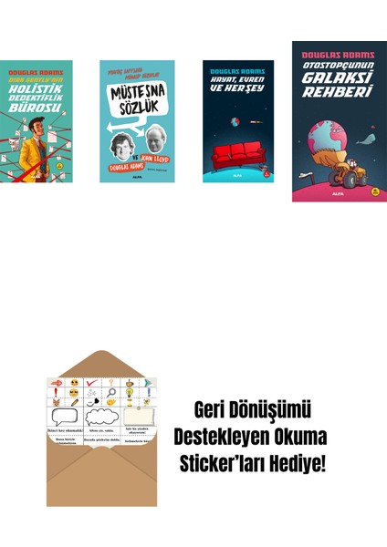 Douglas Adams 4 Kitap Set + Okuma Sticker'ları