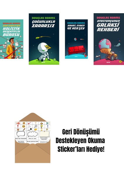 Douglas Adams 4 Kitap Set + Okuma Sticker'ları