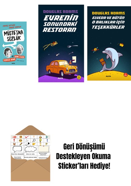Douglas Adams 3 Kitap Set + Okuma Sticker'ları