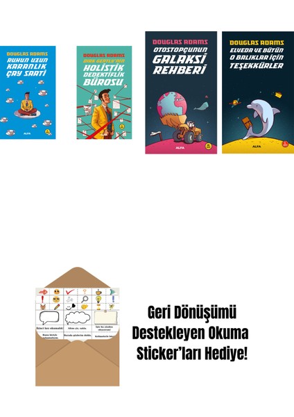 Douglas Adams 4 Kitap Set + Okuma Sticker'ları