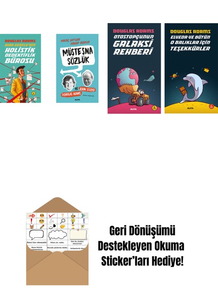 Douglas Adams 4 Kitap Set + Okuma Sticker'ları