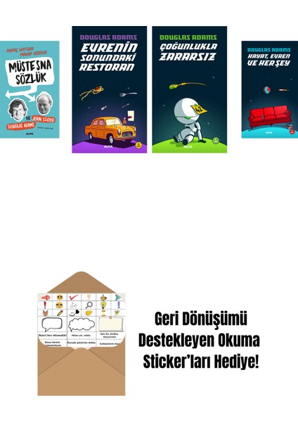 Douglas Adams 4 Kitap Set + Okuma Sticker'ları
