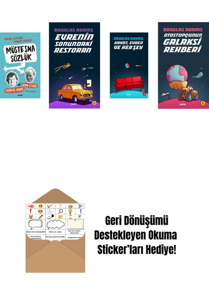 Douglas Adams 4 Kitap Set + Okuma Sticker'ları