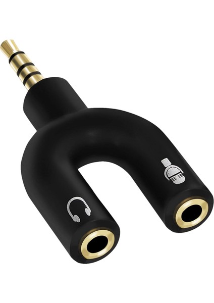 Kulaklık - Mikrofon Ayırıcı Aparat 3.5mm Headphone Mic Audio 1 Erkek Audio Jack Headphones With Mic, 3.5 mm 2 Female 1 Male Jack Splitter