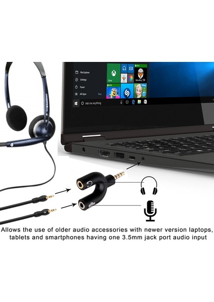 Kulaklık - Mikrofon Ayırıcı Aparat 3.5mm Headphone Mic Audio 1 Erkek Audio Jack Headphones With Mic, 3.5 mm 2 Female 1 Male Jack Splitter indirimleri