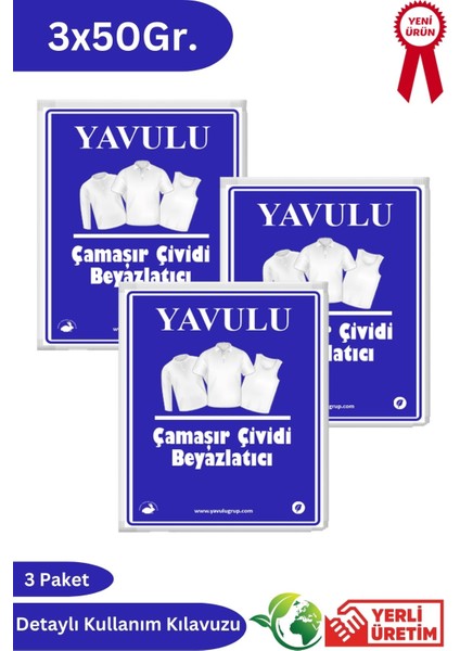 Çamaşır Çividi Mavi Toz Çivit Çamaşır Beyazlatıcı Çamaşır Çiviti 3 Paket 50GR