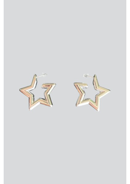 Gümüş Renk Yıldız Küpe