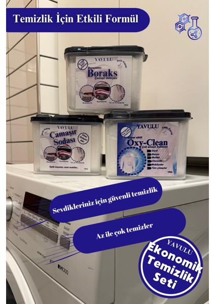 Ev Temizlik Seti Üçlü Set (Boraks - Çamaşır Sodası - Oxy-Clean) modelleri