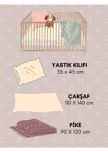 Bebek ve Çocuk Pike Takımı Pamuk Şeker fiyatları