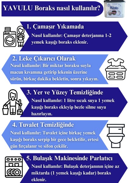 Boraks Çamaşır Deterjanı Beyazlatıcı Boraks (%100 Saf Boraks) 1000G-1KG fırsatları