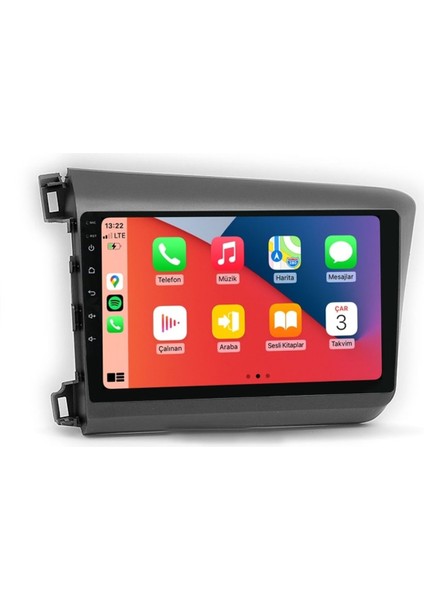 D100454 QLED Ekran Honda Civic Fb7 2012 2016 4gb Ram 64GB Hafıza Carplay Android Multimedya Teyp
