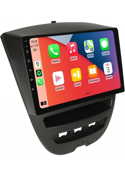 D100455 QLED Ekran Peugeout 107 2005 2014 4gb Ram 64GB Hafıza Carplay Android Multimedya Teyp