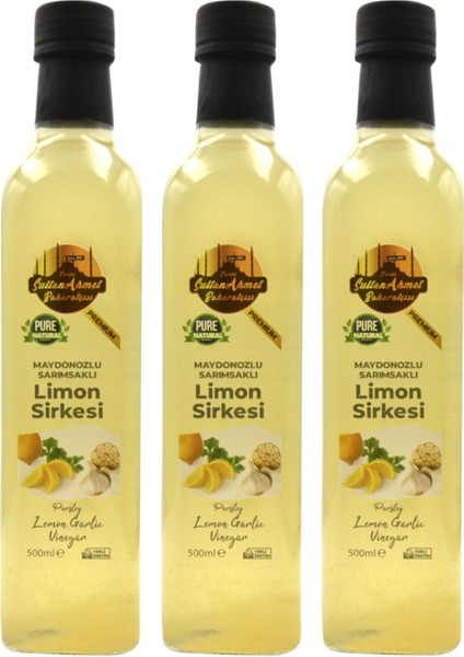 Maydanozlu Sarımsaklı Limon Sirkesi 3x500 ml – Katkısız Doğal | Özel Üretim