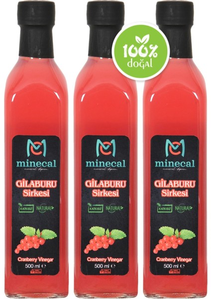Gilaburu Sirkesi 3X500 ml – %100 Katkısız Doğal | Şekersiz | Koruyucu Içermez