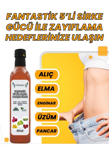 Doğal Karışık 5’li Sirke - Sağlıklı Beslenme - El Yapımı Doğal Sirke