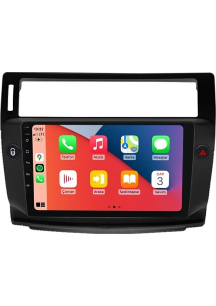 D100467 QLED Ekran Citroen C4 Siyah Çerçeve 2004-2010 4gb Ram 64GB Hafıza Carplay Android Multimedya Teyp